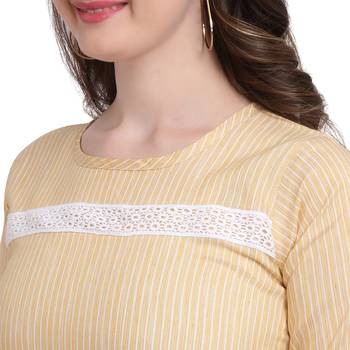 Yellow printed cotton ethnic-kurtis 4