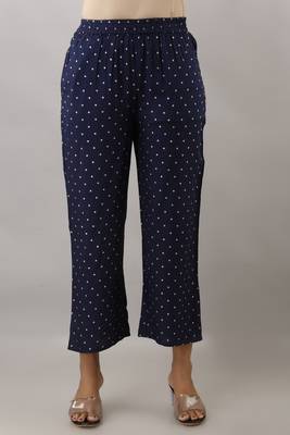 Navy-blue screen print pure rayon salwar 4