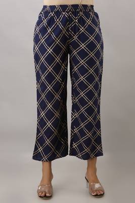 Navy-blue screen print pure rayon salwar 4