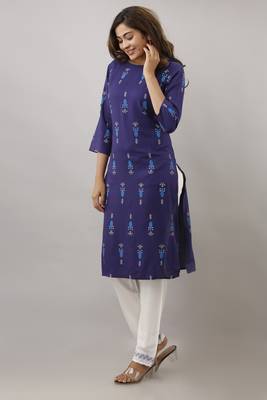 Blue printed viscose kurtas-and-kurtis 1