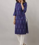 Blue printed viscose kurtas-and-kurtis