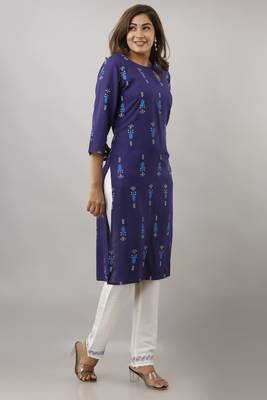 Blue printed viscose kurtas-and-kurtis 2