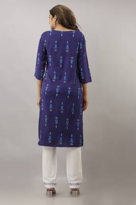 Blue printed viscose kurtas-and-kurtis 4