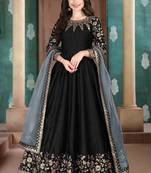 Black embroidered silk salwar