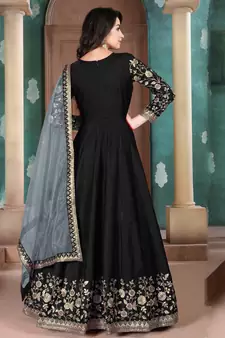 Black embroidered silk salwar