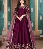 Wine embroidered silk salwar