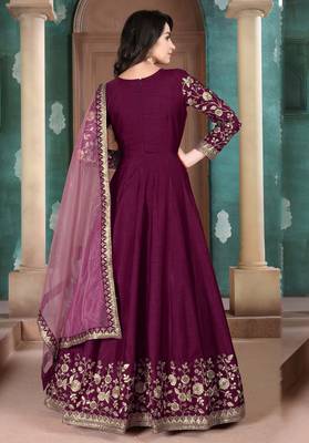 Wine embroidered silk salwar 2