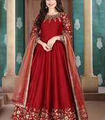Red embroidered silk salwar