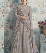 Light-purple embroidered faux georgette salwar