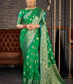 Green woven art silk sarees saree with blouse