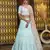 Sky-blue embroidered cotton Bridal lehenga