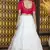 White embroidered cotton semi stitched Bridal lehenga