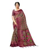Magenta woven silk saree with blouse