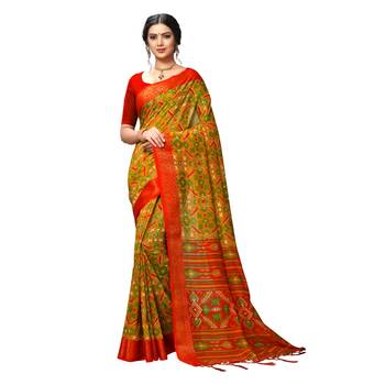 Gold woven silk saree with blouse 1