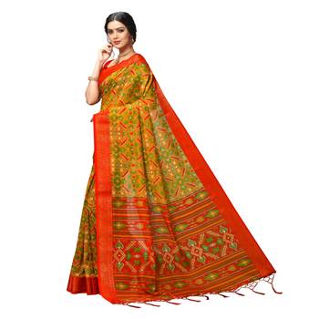 Gold woven silk saree with blouse 2