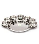 Maharaja Bhog (Heavy Guage) Mirror Finish Dinner Thali Set Having One Plate & Seven Bowls(200ML Capacity) - 8 Pc