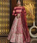 Pink embroidered rayon Bridal lehenga