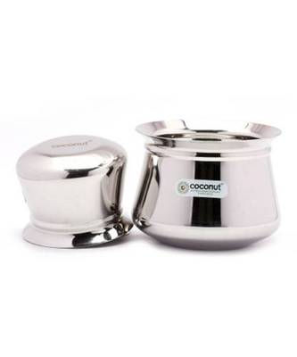 coconut Stainless Steel Temple Handi/Cookware -Set of 2 - Capacity- 1500ML & 2000ML Each Handi 2