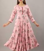 Pink printed viscose rayon maxi-dresses