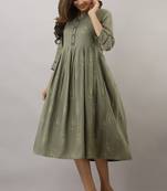 Green printed viscose rayon maxi-dresses