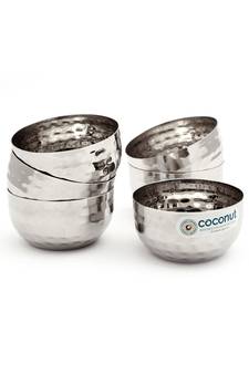 Combo C10 Hammred Apple Bowl/Vati & H3 Hammered Halwa Plate,Desert Bowls and Serving Plates- Pack of 12 (6 Pc Each)