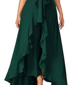 Green plain crepe palazzo pants