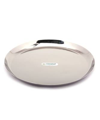 coconut Stainless Steel Plain Saffron Round Plates/Thali Diameter 22 Cms - 6 Units 2