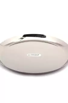 coconut Stainless Steel Plain Saffron Round Plates/Thali Diameter 22 Cms - 6 Units