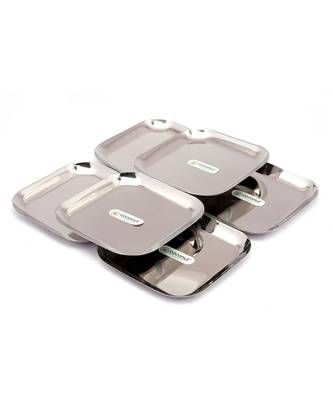 coconut Stainless Steel Square Plate Diameter - 20Cm - Set of 6 1