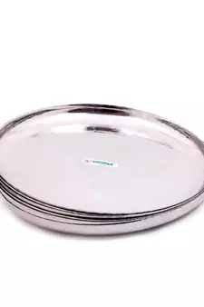coconut Stainless Steel Hammered Apple Kumcha/Thali - Dinner Plates -Set of 6 Pieces