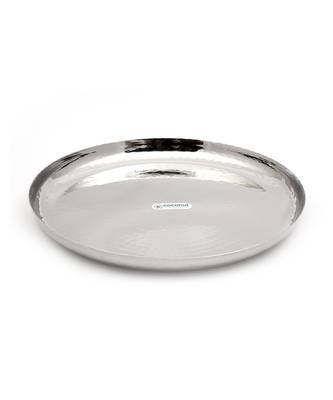 coconut Stainless Steel Hammered Apple Kumcha/Thali - Dinner Plates -Set of 6 Pieces 3