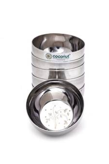 Coconut Stainless Steel C32 Laser Apple Bowl/Vati/Katori - Set of 6 - (Diameter - 8Cm) -Capacity -160ML Each Bowl