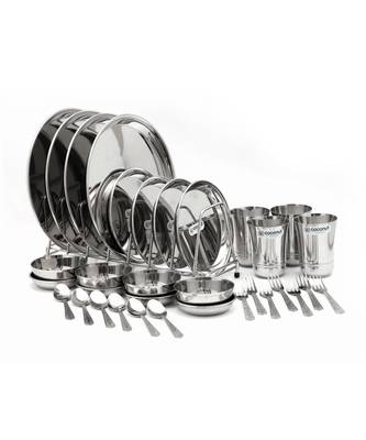 coconut Stainless Steel Heavy Guage Mirror Finish Dinner Set/Dinnerware & Serveware - 32 Pc 1