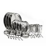 coconut Stainless Steel Heavy Guage Mirror Finish Dinner Set/Dinnerware & Serveware - 32 Pc