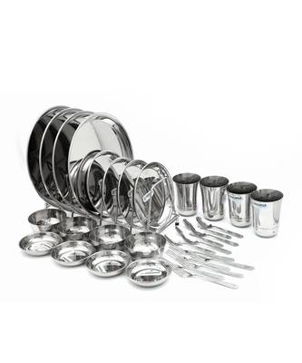 coconut Stainless Steel Heavy Guage Mirror Finish Dinner Set/Dinnerware & Serveware - 32 Pc 2