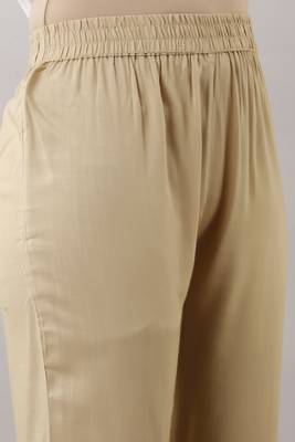 Beige plain rayon trousers 3