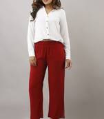 Maroon plain rayon trousers
