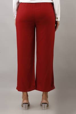 Maroon plain rayon trousers 4