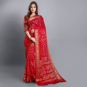 Red printed art silk sarees saree with blouse 1