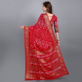 Red printed art silk sarees saree with blouse 4