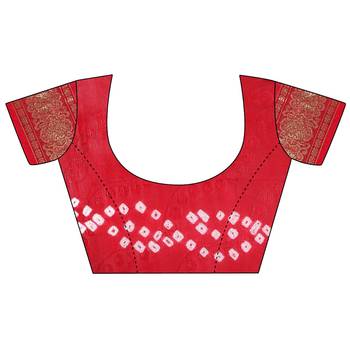 Red printed art silk sarees saree with blouse 5