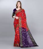 Blue printed art silk sarees saree with blouse