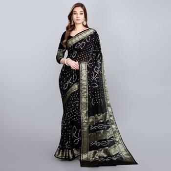 Black printed art silk sarees saree with blouse 1