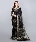 Black printed art silk sarees saree with blouse