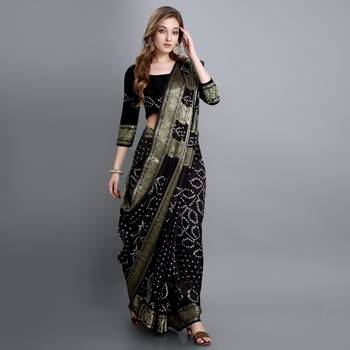 Black printed art silk sarees saree with blouse 2