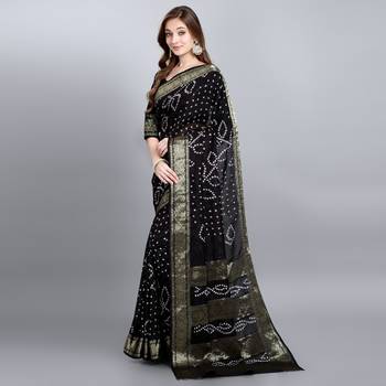 Black printed art silk sarees saree with blouse 3