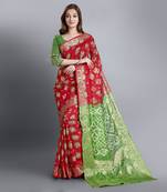 Green printed art silk sarees saree with blouse
