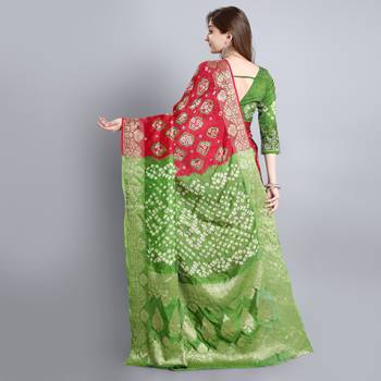 Green printed art silk sarees saree with blouse 4