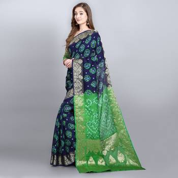 Blue printed art silk sarees saree with blouse 3