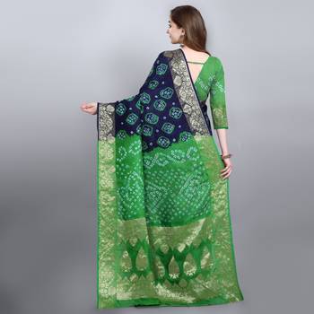 Blue printed art silk sarees saree with blouse 4